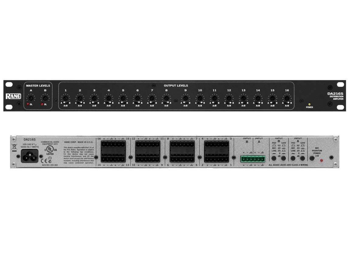 RANE DA216s 2 x 16 Distribution Amplifier Pacific AV